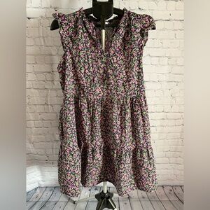 Black and Pink Sleeveless Floral Dress